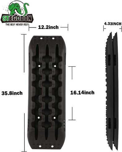 مسارات جر جديدة من STEGODON رفيعة (مجموعة من 2)، سجادات جر رملية وثلج وطين مسار للطرق الوعرة سلم 4WD (أسود نحيف) in Kuwait