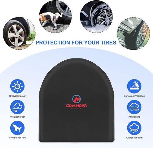 Comnova RV Tire Covers 4 Pack - 600D Tough Tire Wheel Cover Protector for RV, Truck, SUV, Trailer, Camper, Boat and Van, Heavy Duty & Waterproof Tire Cover, Fits Tire Diameters 23-25 Inch in Saudi Arabia