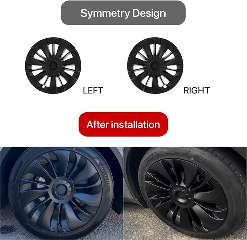 KAVANIC يناسب Tesla Model Y غطاء العجلة Hubcap 19 بوصة أسود غير لامع يدعم تصميم شعار التماثل (4 قطع) نمط الشفرة 2020-2023 نموذج Y الجوزاء استبدال غطاء العجلة in Kuwait