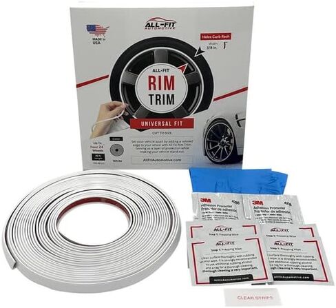 All-Fit Rim Trim Wheel Protection Strips for Curb Rash and Wheel Scratch Prevention – Made in The USA – Universal Fit (Black) in Saudi Arabia