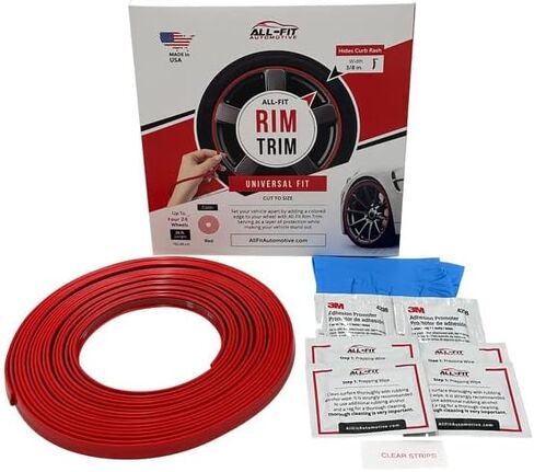 All-Fit Rim Trim Wheel Protection Strips for Curb Rash and Wheel Scratch Prevention – Made in The USA – Universal Fit (Black) in Saudi Arabia