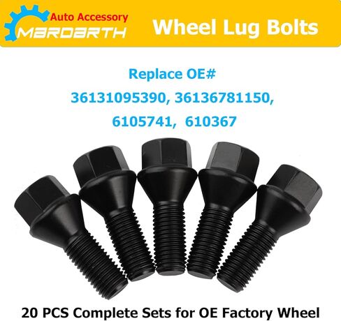 Mardarth 12mm x 1.5 Wheel Lug Bolt OE Factory Lug Stud 36136781150 متوافق مع BMW E46 E90 E39 E60 E53 325i OE# 610574، حزمة من 20 in Kuwait