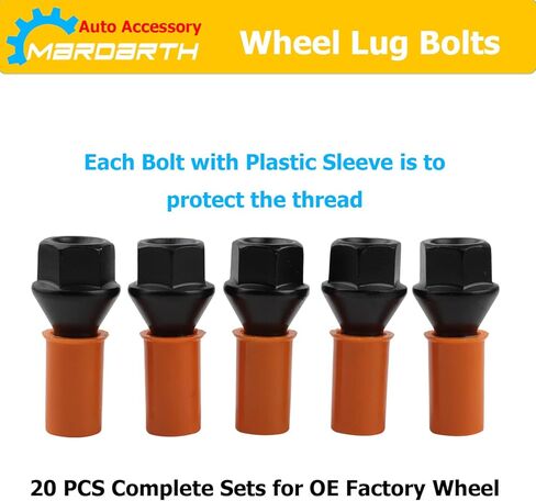Mardarth 12mm x 1.5 Wheel Lug Bolt OE Factory Lug Stud 36136781150 متوافق مع BMW E46 E90 E39 E60 E53 325i OE# 610574، حزمة من 20 in Kuwait