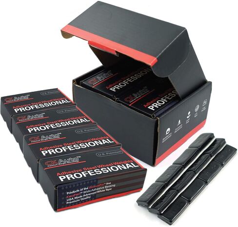 CKAuto 1oz, Black, Adhesive Stick on Wheel Weights,EasyPeel Tape, 72 oz/Box, US Quality (72pcs) in Kuwait