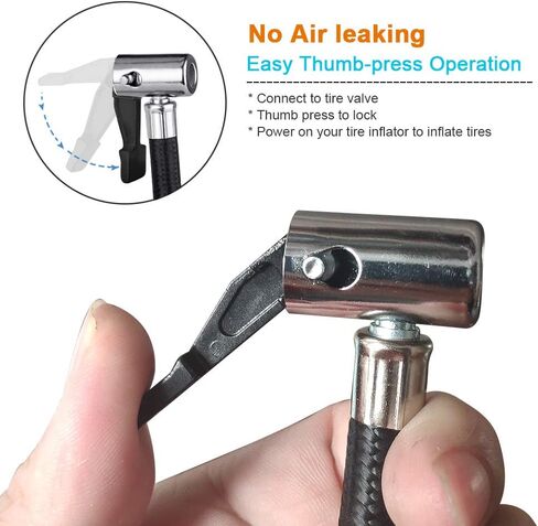 LUMITECO 20 Inch Lengthened Tire Inflator Hose Adapter for Screw Twist On Convert to Lock On Connection, Lock On Air Chuck with Air Hose and Tire Schrader Valve Fine Thread in Saudi Arabia