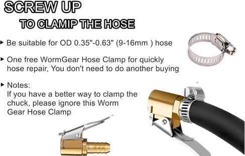2Pack 8mm Tire Air Chuck with Clip Adapter, No Leakage Tire Chucks for Vehicle Inflator Compressor Pump Connect Accessories Tool, Brass Locking Tire Inflator Nozzle Adapter Connect 8mm in Kuwait