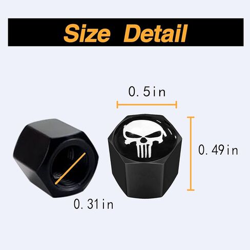 Ajxn 4 PCS B&W American Flag Car Wheel Tire Valve Stem Caps Airtight Dust Proof Covers Universal Tire Air Valve Caps for Cars, Trucks, Bicycles (Black) in Kuwait