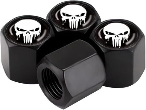 Ajxn 4 PCS B&W American Flag Car Wheel Tire Valve Stem Caps Airtight Dust Proof Covers Universal Tire Air Valve Caps for Cars, Trucks, Bicycles (Black) in Kuwait