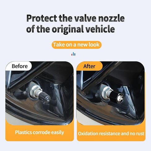 Ajxn 4 PCS B&W American Flag Car Wheel Tire Valve Stem Caps Airtight Dust Proof Covers Universal Tire Air Valve Caps for Cars, Trucks, Bicycles (Black) in Kuwait