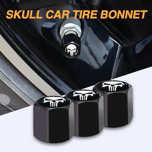 Ajxn 4 PCS B&W American Flag Car Wheel Tire Valve Stem Caps Airtight Dust Proof Covers Universal Tire Air Valve Caps for Cars, Trucks, Bicycles (Black) in Kuwait