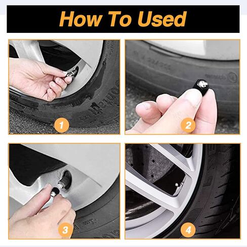 Ajxn 4 PCS B&W American Flag Car Wheel Tire Valve Stem Caps Airtight Dust Proof Covers Universal Tire Air Valve Caps for Cars, Trucks, Bicycles (Black) in Kuwait