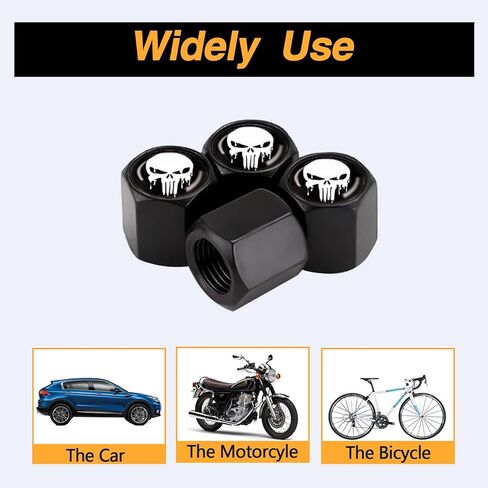Ajxn 4 PCS B&W American Flag Car Wheel Tire Valve Stem Caps Airtight Dust Proof Covers Universal Tire Air Valve Caps for Cars, Trucks, Bicycles (Black) in Kuwait