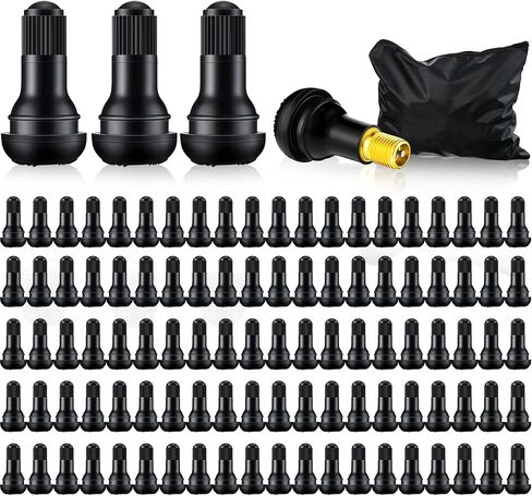 Frienda 100 Pieces TR413 Tire Valve Stems Rubber Black Rubber Snap-in Valve Stems Standard Length Replacement Tire Valve Stems for Car Tubeless Rim Holes Replacement in Kuwait
