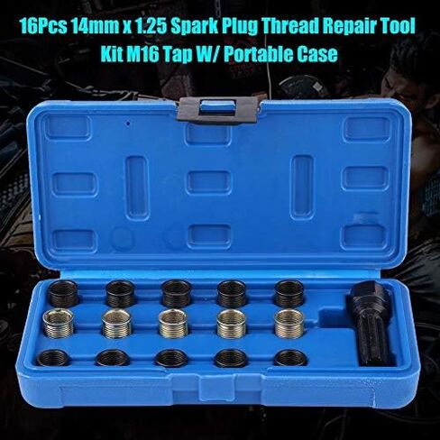 Zerone Spark Plug Thread Repair Kit, 16Pcs 14mm x 1.25 Spark Plug Thread Repair Tool Kit Tap W Portable Case in Saudi Arabia