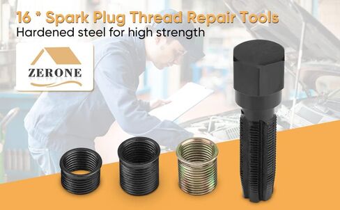 Zerone Spark Plug Thread Repair Kit, 16Pcs 14mm x 1.25 Spark Plug Thread Repair Tool Kit Tap W Portable Case in Saudi Arabia