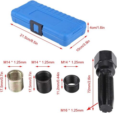 Zerone Spark Plug Thread Repair Kit, 16Pcs 14mm x 1.25 Spark Plug Thread Repair Tool Kit Tap W Portable Case in Saudi Arabia