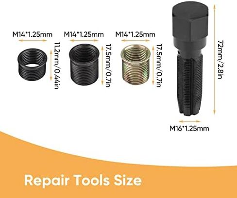 Zerone Spark Plug Thread Repair Kit, 16Pcs 14mm x 1.25 Spark Plug Thread Repair Tool Kit Tap W Portable Case in Saudi Arabia