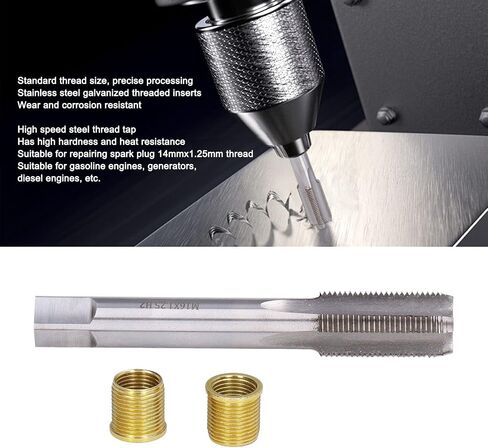 Spark Plug Thread Repair Tools, High Speed Steel Tap Spark Plug with M14x1.25 Inserts and M16x1.25 Tap Kit for Automotive Engine Repair in Saudi Arabia