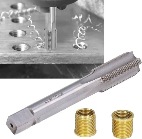 Spark Plug Thread Repair Tools, High Speed Steel Tap Spark Plug with M14x1.25 Inserts and M16x1.25 Tap Kit for Automotive Engine Repair in Saudi Arabia