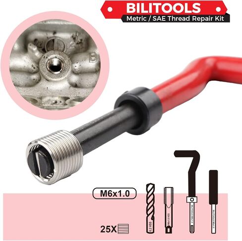 طقم إصلاح الخيوط M6x1.0 من BILITOOLS، طقم إصلاح مثقاب هيليكويل HSS متري in Saudi Arabia