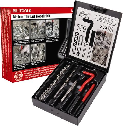 طقم إصلاح الخيوط M6x1.0 من BILITOOLS، طقم إصلاح مثقاب هيليكويل HSS متري in Saudi Arabia