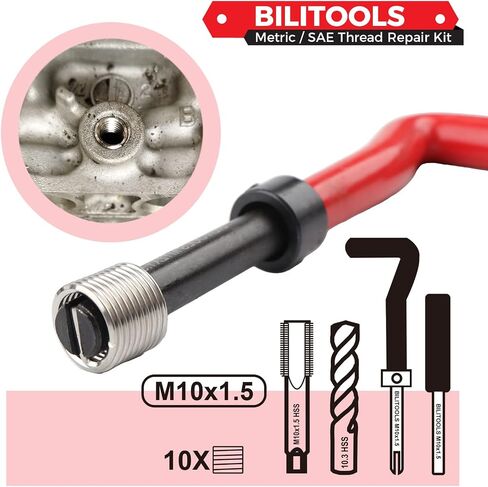 طقم إصلاح الخيوط M6x1.0 من BILITOOLS، طقم إصلاح مثقاب هيليكويل HSS متري in Saudi Arabia