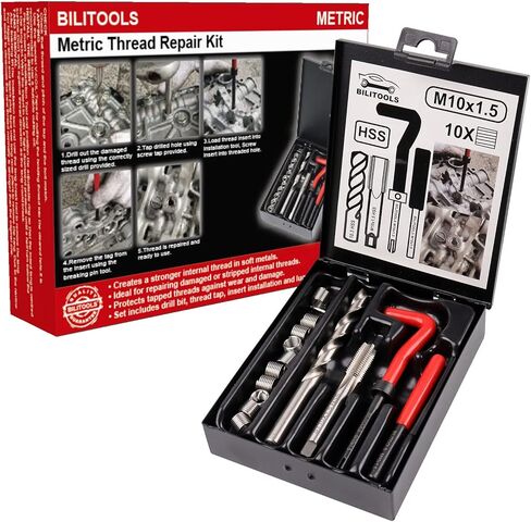 طقم إصلاح الخيوط M6x1.0 من BILITOOLS، طقم إصلاح مثقاب هيليكويل HSS متري in Saudi Arabia