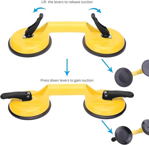 FCHO Glass Suction Cups Heavy Duty Aluminum Vacuum Plate Handle Glass Holder Hooks to Lift Large Glass/Tile Suction Cup Lifter/Moving Glass/Pad for Lifting/Dent Puller (2 Pack) in Saudi Arabia