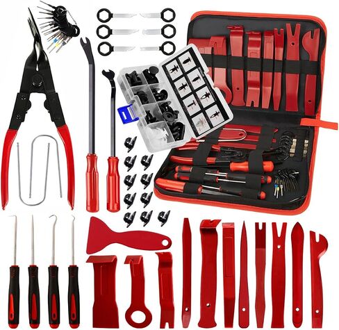 BYNIIUR Trim Removal Tool,Auto Push Pin Bumper Retainer Clip Set Fastener Terminal Remover Tool Adhesive Cable Clips Pry Kit Car Panel Radio Removal Auto Clip Pliers, Blue in Saudi Arabia