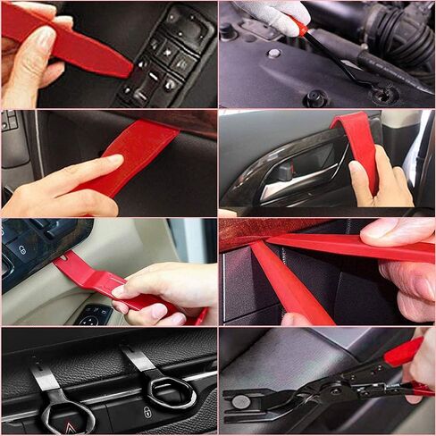 BYNIIUR Trim Removal Tool,Auto Push Pin Bumper Retainer Clip Set Fastener Terminal Remover Tool Adhesive Cable Clips Pry Kit Car Panel Radio Removal Auto Clip Pliers, Blue in Saudi Arabia