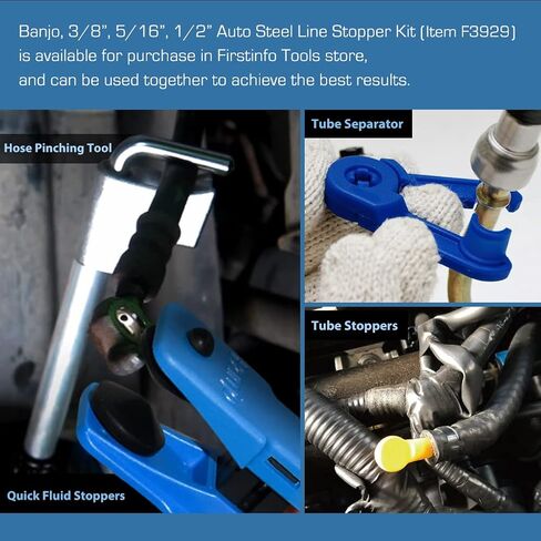 FIRSTINFO F3929 Banjo, 3/8", 5/16", 1/2" Auto Steel Line Stopper Kit Fluid Stopper Set for Fuel Rail Hose, A/C Line, Brake Line, Banjo Fitting in Saudi Arabia