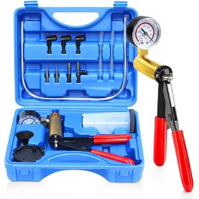 Hand Held Vacuum Pump Tester Kit with Adapter and Case is Suitable for Automotive Vacuum Gauge and Brake Exhaust Kit (Blue)
