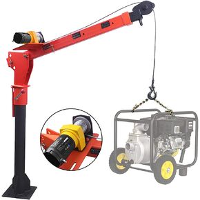 Pismire Winch متعدد الاستخدامات 0.5T قابل للطي على شاحنة رافعة رافعة لاقط مع ونش كهربائي لاسلكي 3500 رطل 12 فولت، فولاذ مطلي 1100 رطل قاعدة دوارة 360 درجة