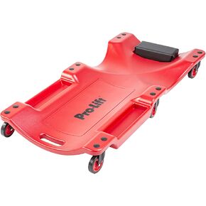 زاحف بلاستيكي Pro Lift Mechanic مقاس 40 بوصة - هيكل مريح من مادة HDPE مصبوب مع مسند رأس مبطن وصواني أدوات مزدوجة - سعة 350 رطلًا باللون الأحمر in Kuwait