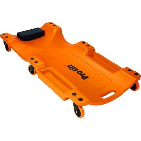 Pro-Lift Mechanic Plastic Creeper 40 Inch - Blow Molded Ergonomic HDPE Body with Padded Headrest & Dual Tool Trays - 350 Lbs Capacity Orange in Kuwait