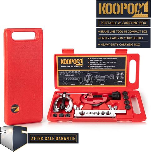 Double & Single Flaring Tool Kit 8PCS, 45-Degree Brake Line Flaring Tool Kit with 5 Adapters 3/16", 1/4", 5/16", 3/8", 1/2’ and Tubing Cutter for Brass, Aluminum, Copper Tubing in Kuwait