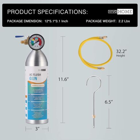 VIVOHOME AC Flush Kit Air Conditioning Flushing Gun with Barometer for R134 R12 R22 R410 and R404 A/C Systems in Saudi Arabia