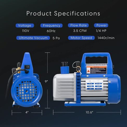 VIVOHOME 110V 1/4 HP 3.5 CFM Single Stage Rotary Vane Air Vacuum Pump with Oil Bottle in Saudi Arabia