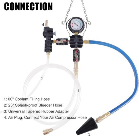 Cooling System Vacuum Purge Radiator Coolant Refill Tool Kit, Universal Automotive Water Tank Pneumatic Vacuum Antifreeze Change Filler Set, with Adapter Case Hose for Car Van SUV Truck in Saudi Arabia