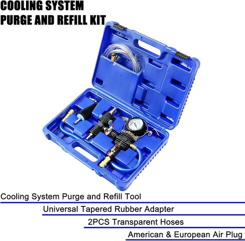 Cooling System Vacuum Purge Radiator Coolant Refill Tool Kit, Universal Automotive Water Tank Pneumatic Vacuum Antifreeze Change Filler Set, with Adapter Case Hose for Car Van SUV Truck in Saudi Arabia