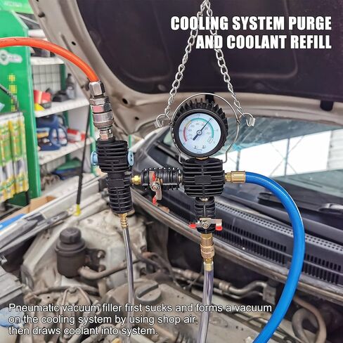 Cooling System Vacuum Purge Radiator Coolant Refill Tool Kit, Universal Automotive Water Tank Pneumatic Vacuum Antifreeze Change Filler Set, with Adapter Case Hose for Car Van SUV Truck in Saudi Arabia
