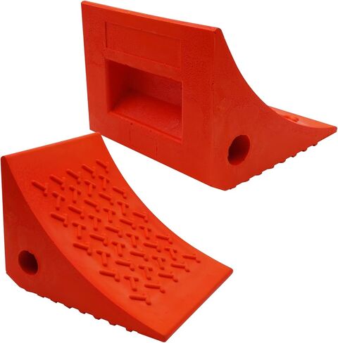 SECURITYMAN Heavy Duty Wheel Chocks (2 Pack) - Durable, Non-Slip, Solid Rubber Wheel Chocks for Boat Trailers, RV, Truck, Camper - Perfect on All Surfaces and in All Weather - Orange in Saudi Arabia