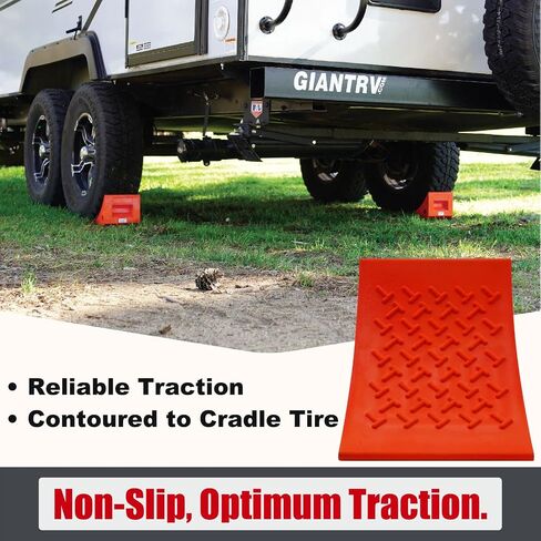 SECURITYMAN Heavy Duty Wheel Chocks (2 Pack) - Durable, Non-Slip, Solid Rubber Wheel Chocks for Boat Trailers, RV, Truck, Camper - Perfect on All Surfaces and in All Weather - Orange in Saudi Arabia