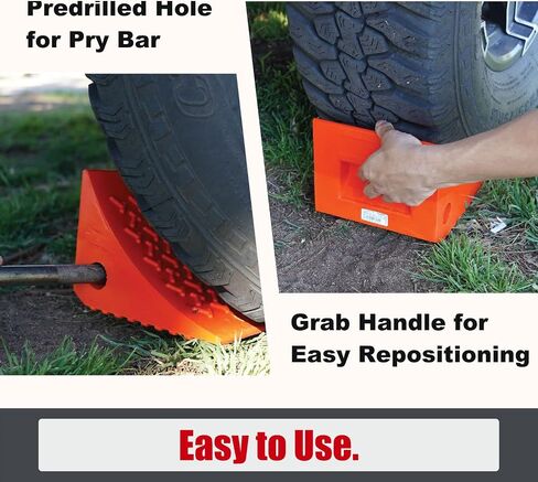SECURITYMAN Heavy Duty Wheel Chocks (2 Pack) - Durable, Non-Slip, Solid Rubber Wheel Chocks for Boat Trailers, RV, Truck, Camper - Perfect on All Surfaces and in All Weather - Orange in Saudi Arabia