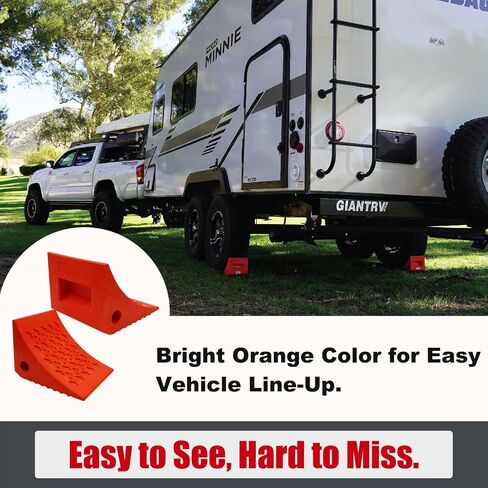 SECURITYMAN Heavy Duty Wheel Chocks (2 Pack) - Durable, Non-Slip, Solid Rubber Wheel Chocks for Boat Trailers, RV, Truck, Camper - Perfect on All Surfaces and in All Weather - Orange in Saudi Arabia