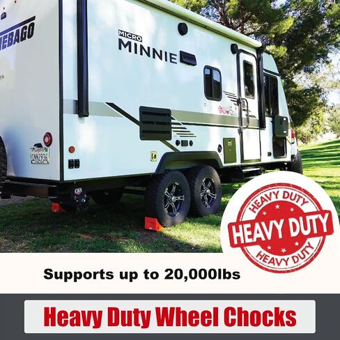 SECURITYMAN Heavy Duty Wheel Chocks (2 Pack) - Durable, Non-Slip, Solid Rubber Wheel Chocks for Boat Trailers, RV, Truck, Camper - Perfect on All Surfaces and in All Weather - Orange in Saudi Arabia