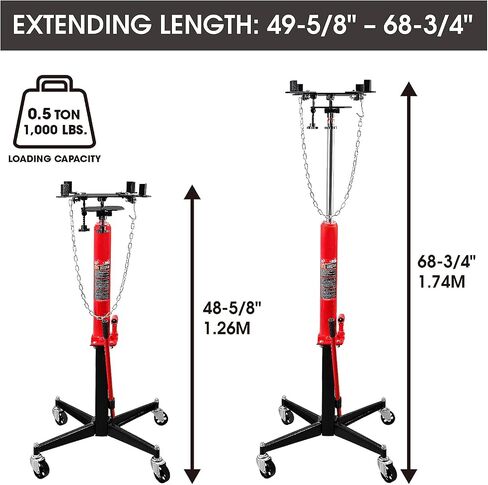 BIG RED TR4053 Torin Hydraulic Garage/Shop Telescoping Transmission Floor Jack: 1/2 Ton (1,000 lb) Capacity, Red in Saudi Arabia