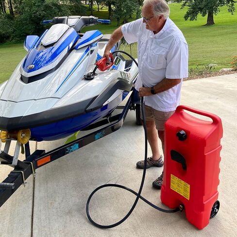 Scepter Flo N' Go Duramax 14 Gallon Portable Diesel Gas Fuel Tank Container Caddy with LE Fluid Transfer Siphon Pump and 10-Foot Long Hose, Yellow in Saudi Arabia
