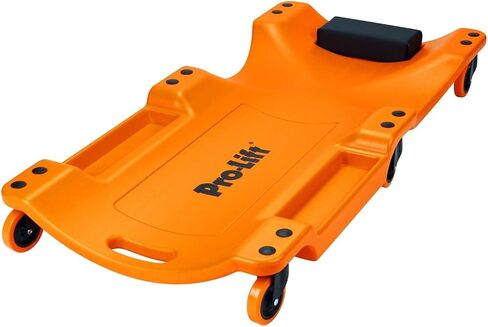 Pro-Lift Mechanic Plastic Creeper 40 Inch - Blow Molded Ergonomic HDPE Body with Padded Headrest & Dual Tool Trays - 350 Lbs Capacity Orange in Kuwait