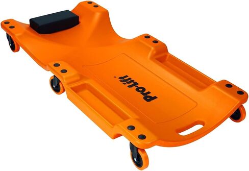 Pro-Lift Mechanic Plastic Creeper 40 Inch - Blow Molded Ergonomic HDPE Body with Padded Headrest & Dual Tool Trays - 350 Lbs Capacity Orange in Kuwait